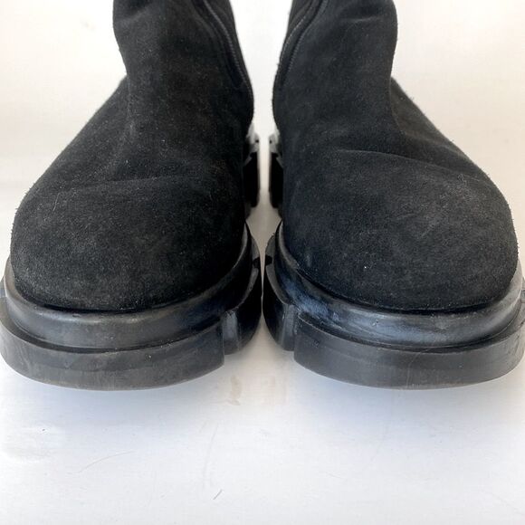 Free People Tristan Chelsea Lug Sole Boots Black Suede Chunky Heel Sz 9 Moto Emo - Picture 13 of 15